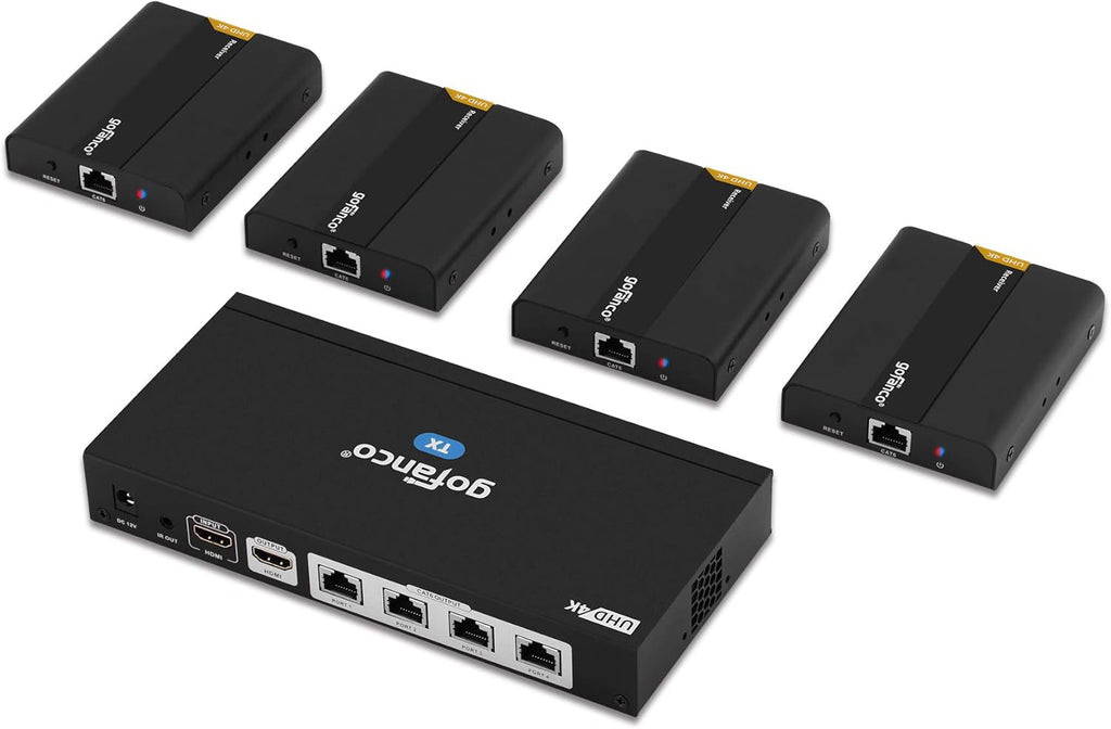 1x4 HDBaseT HDMI Extender Splitter 4K 60Hz Over Cat5e/6/7 Ethernet Cable Z46664