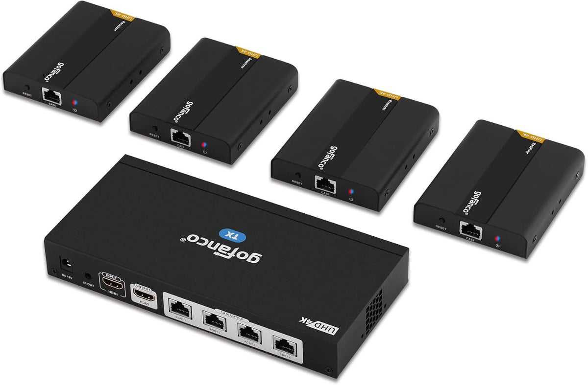 1x4 HDBaseT HDMI Extender Splitter 4K 60Hz Over Cat5e/6/7 Ethernet Cable Z46664