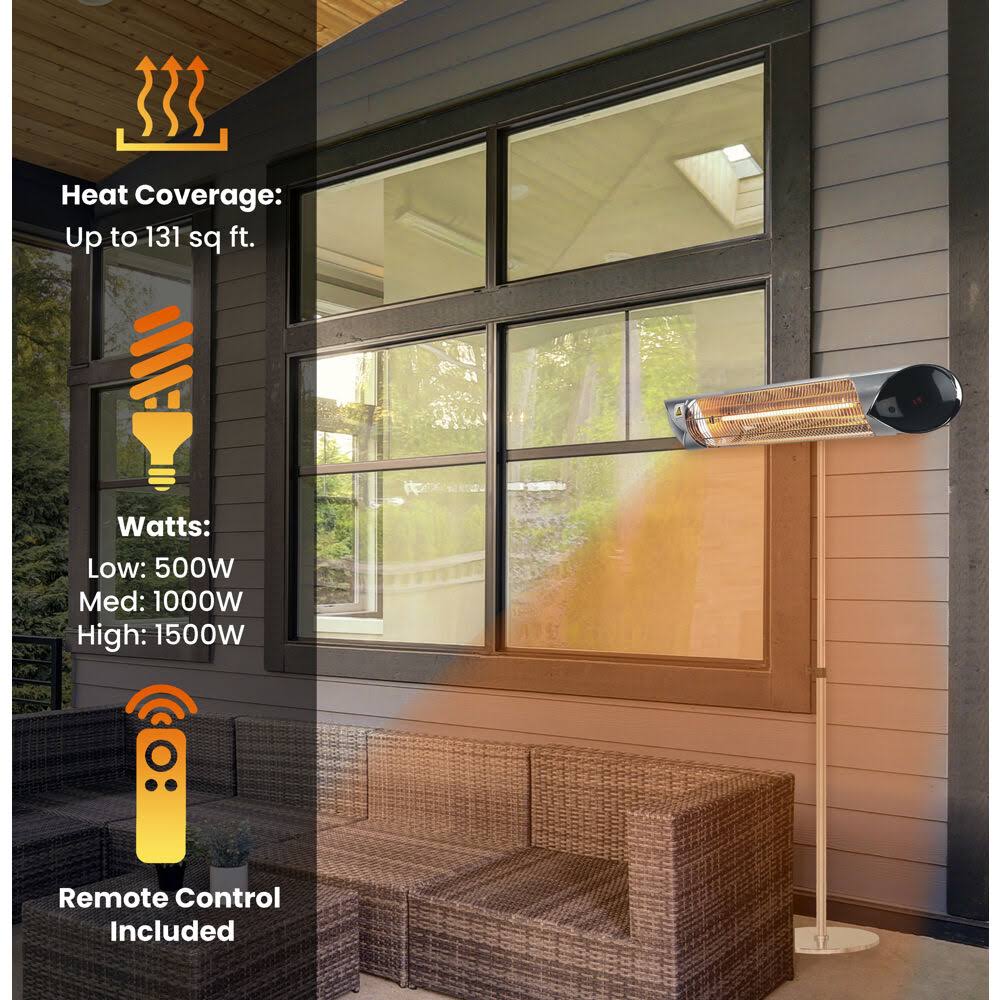 Electric Carbon Infrared Heat Lamp with Remote Control and Adjustable Pole Stand X60444