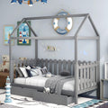 White Twin House Bed with Trundle T149278