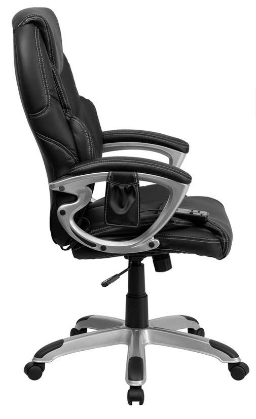 High Back Ergonomic Massaging Swivel Office Chair Black/Silver V9713