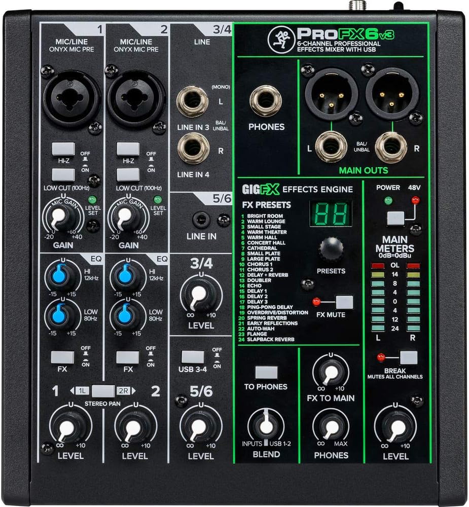 6-Channel Mixer with Built-In FX, Mixer Bag & Stereo Cable T567374