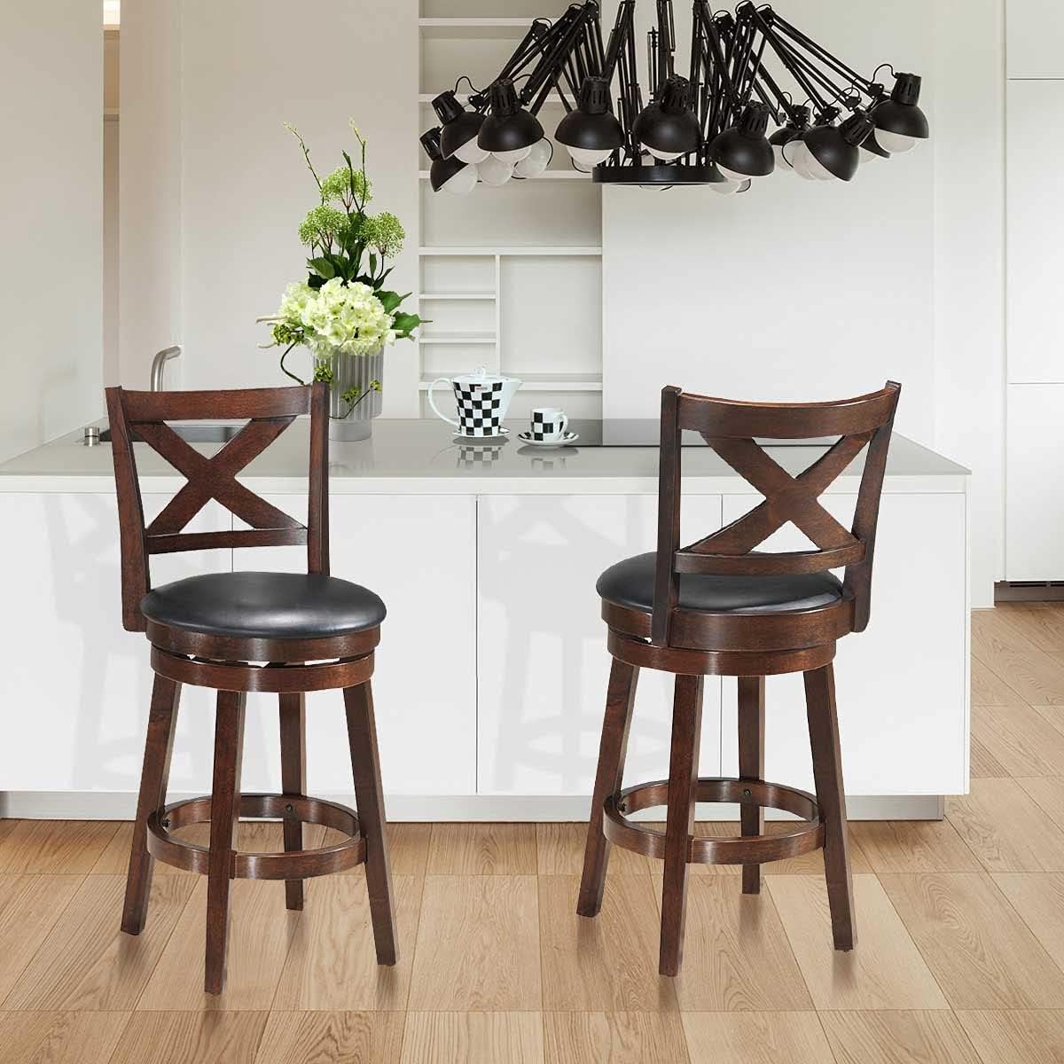 29 Inch Cappuccino Swivel Barstool Set of 2 I6481