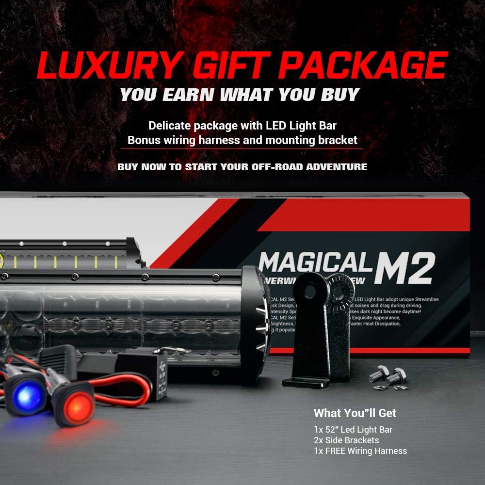 52 Inch 312W Dual Row LED Light Bar with Wiring Harness R683