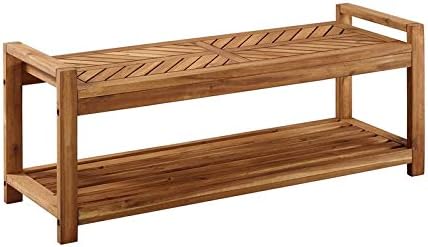 48 Chevron Acacia Wood Patio Storage Bench O13057