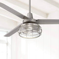 Industrial Ceiling Fan with Light Kit LED Remote Brushed Nickel B9438