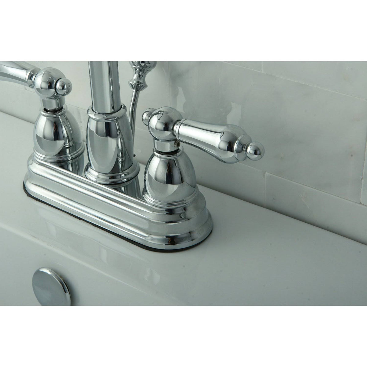 Two Handle Centerset Lavatory Faucet with Pop-Up Polished Brass D39802