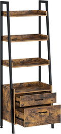 4 Tier Wood Ladder Shelf with 2 Drawers J239