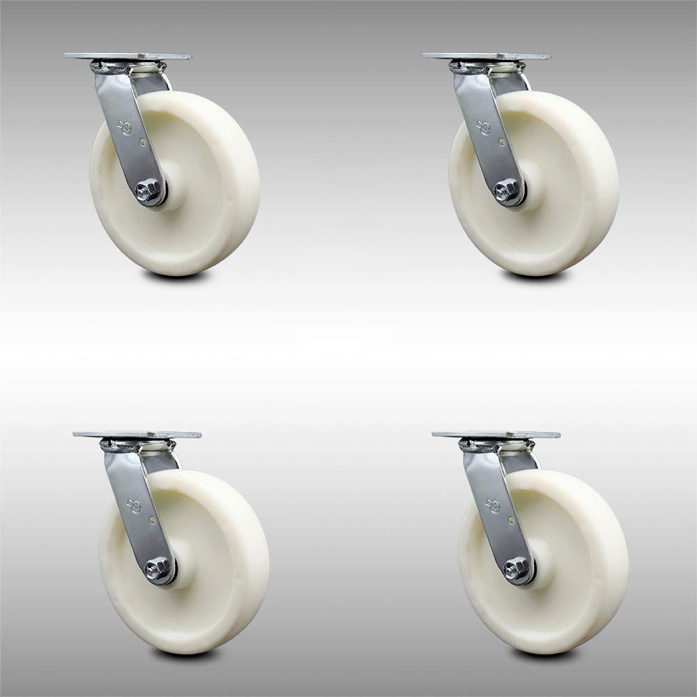Stainless Steel Swivel Top Plate Caster with 5 x 2 White Wheel F24779