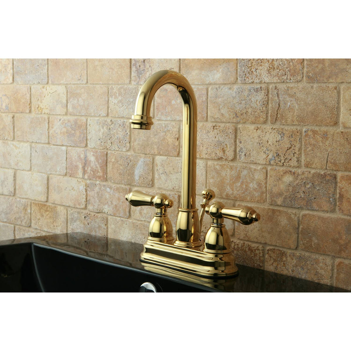 Two Handle Centerset Lavatory Faucet with Pop-Up Polished Brass D39802