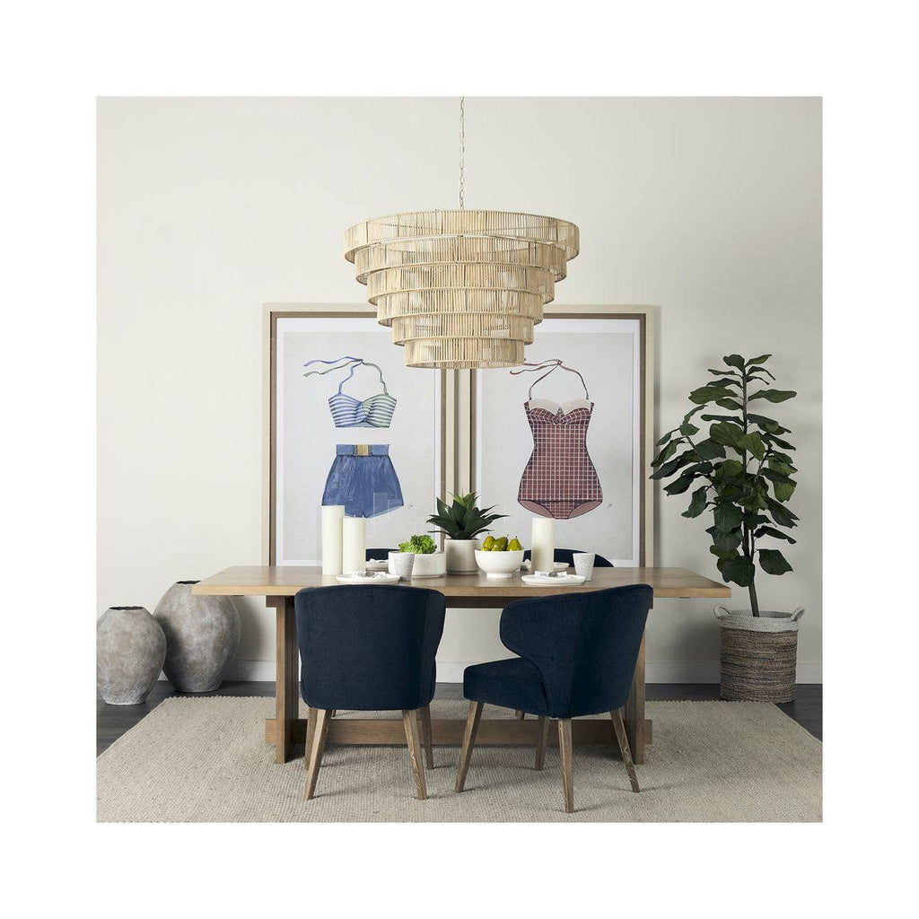 Navy Fabric Wingback Dining Chair U1182