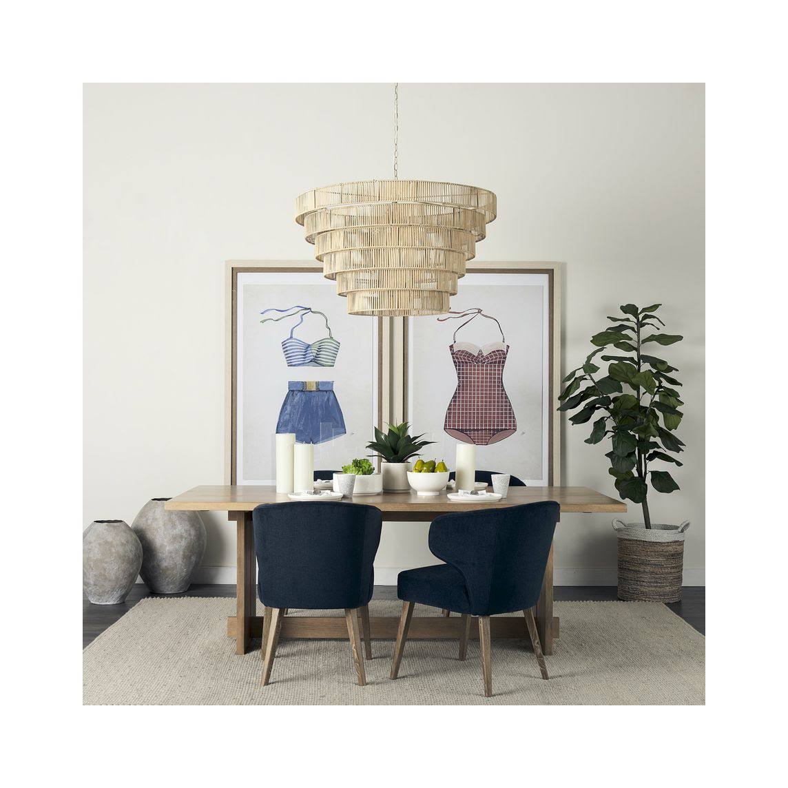 Navy Fabric Wingback Dining Chair U1182