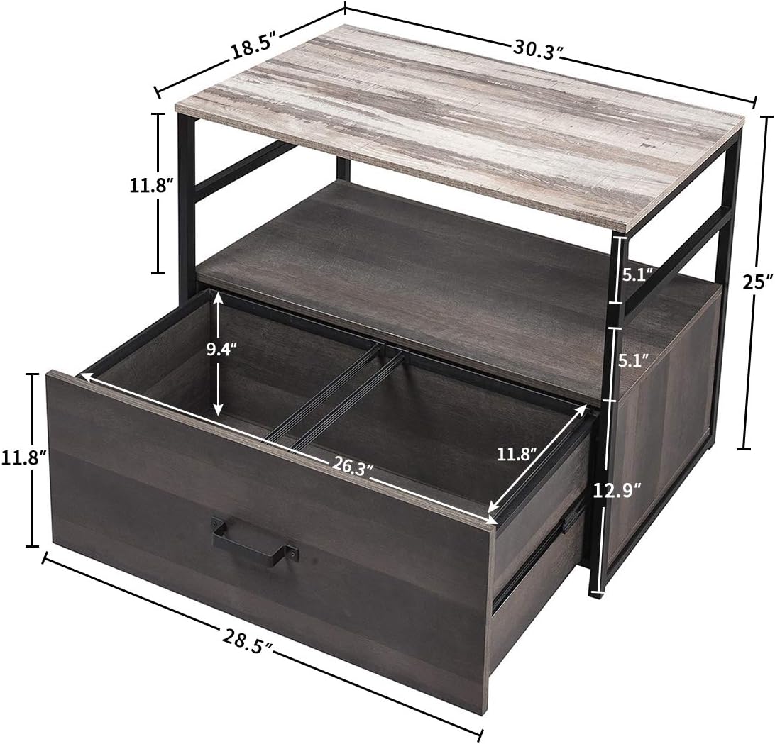 Lateral File Cabinet with Shelf and Drawer W8841