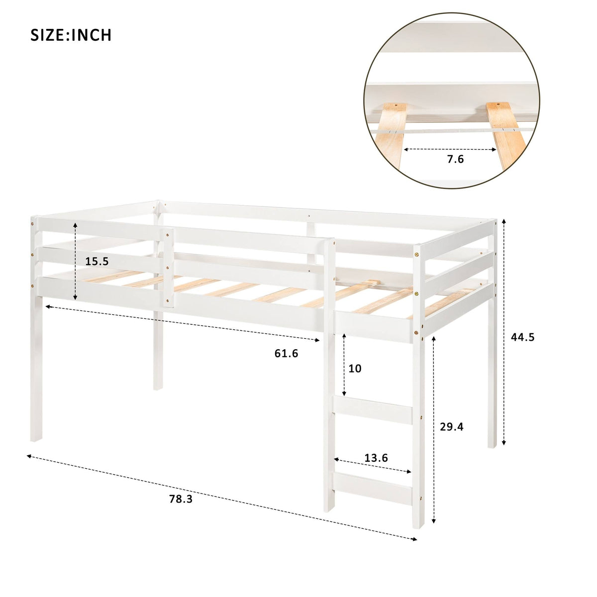 Twin Loft Bed with Cabinet and Rolling Desk K52454