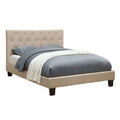 Ivory Fabric King Tufted Platform Bed O4153
