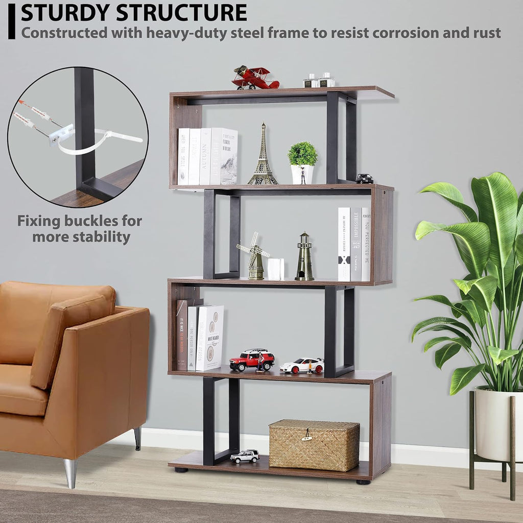 5-Tier S-Shaped Industrial Bookcase E8893