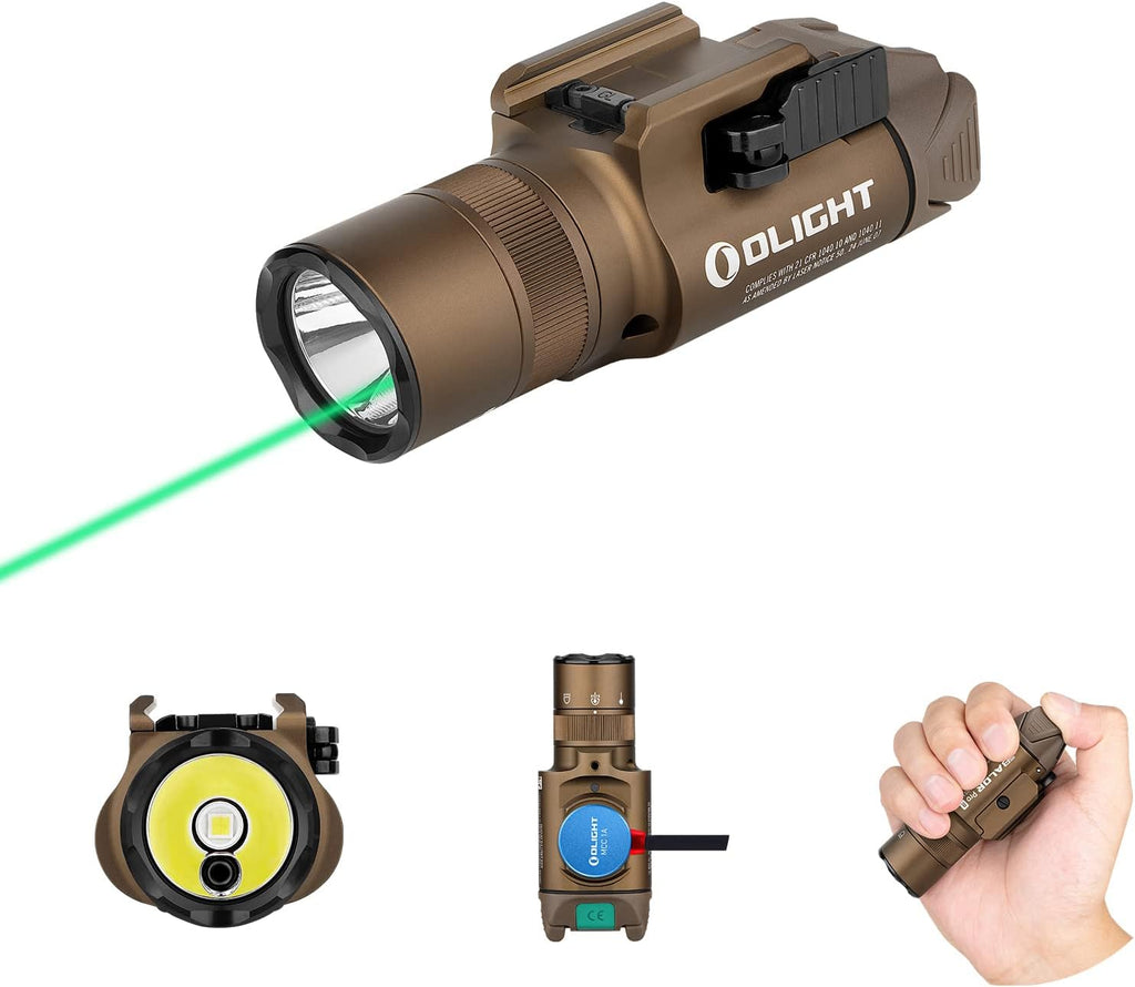 1350 Lumens Rechargeable Tactical Flashlight with Green Beam and White LED M282