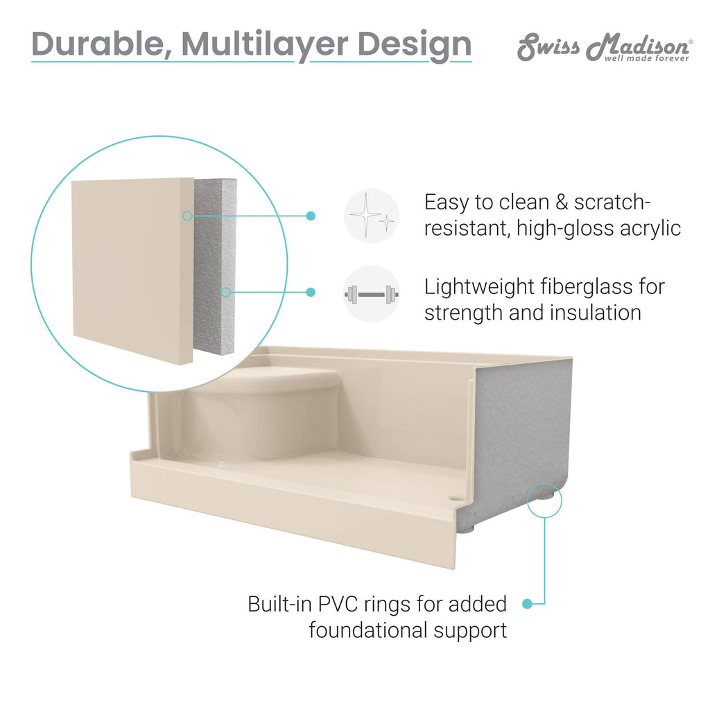 Biscuit Single Threshold Shower Base F9564