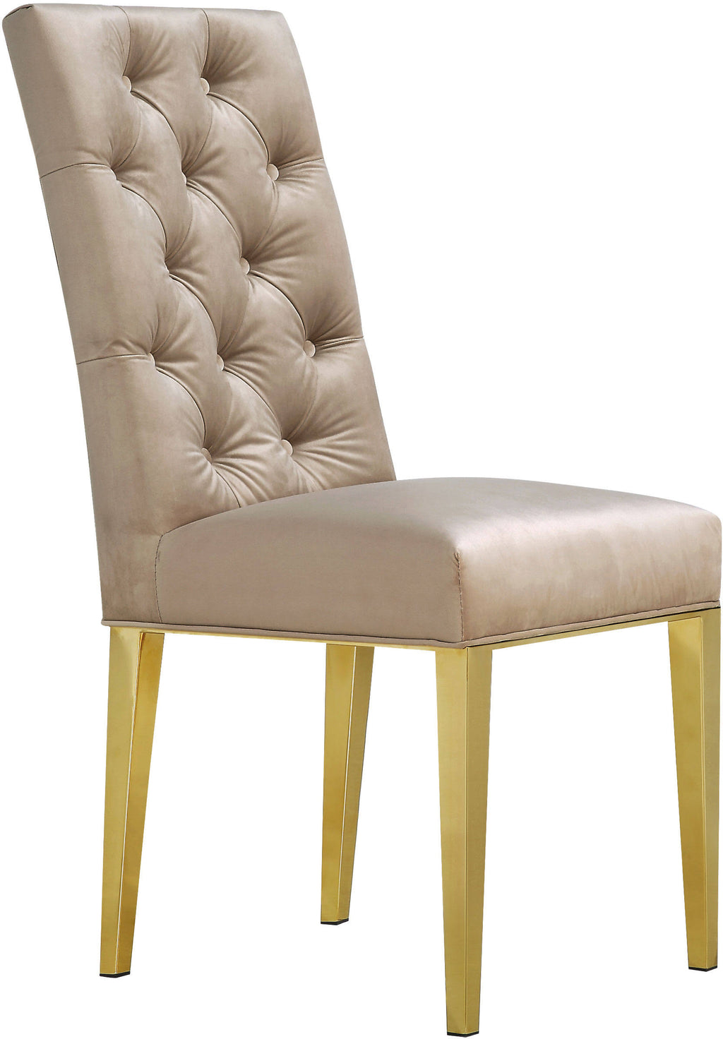 Beige Velvet Dining Chair Set of 2 V261