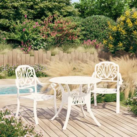 White Cast Aluminum 3 Piece Bistro Set X391546