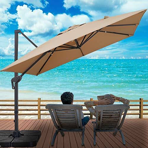 10x10ft Square Cantilever Patio Umbrella with Tilting System X6477