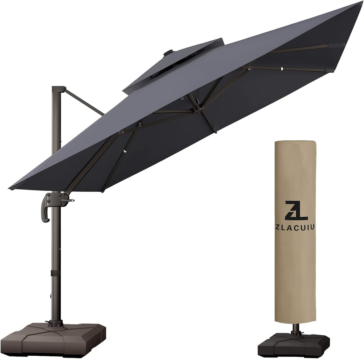 10FT Beige Aluminum Cantilever Patio Umbrella L37117