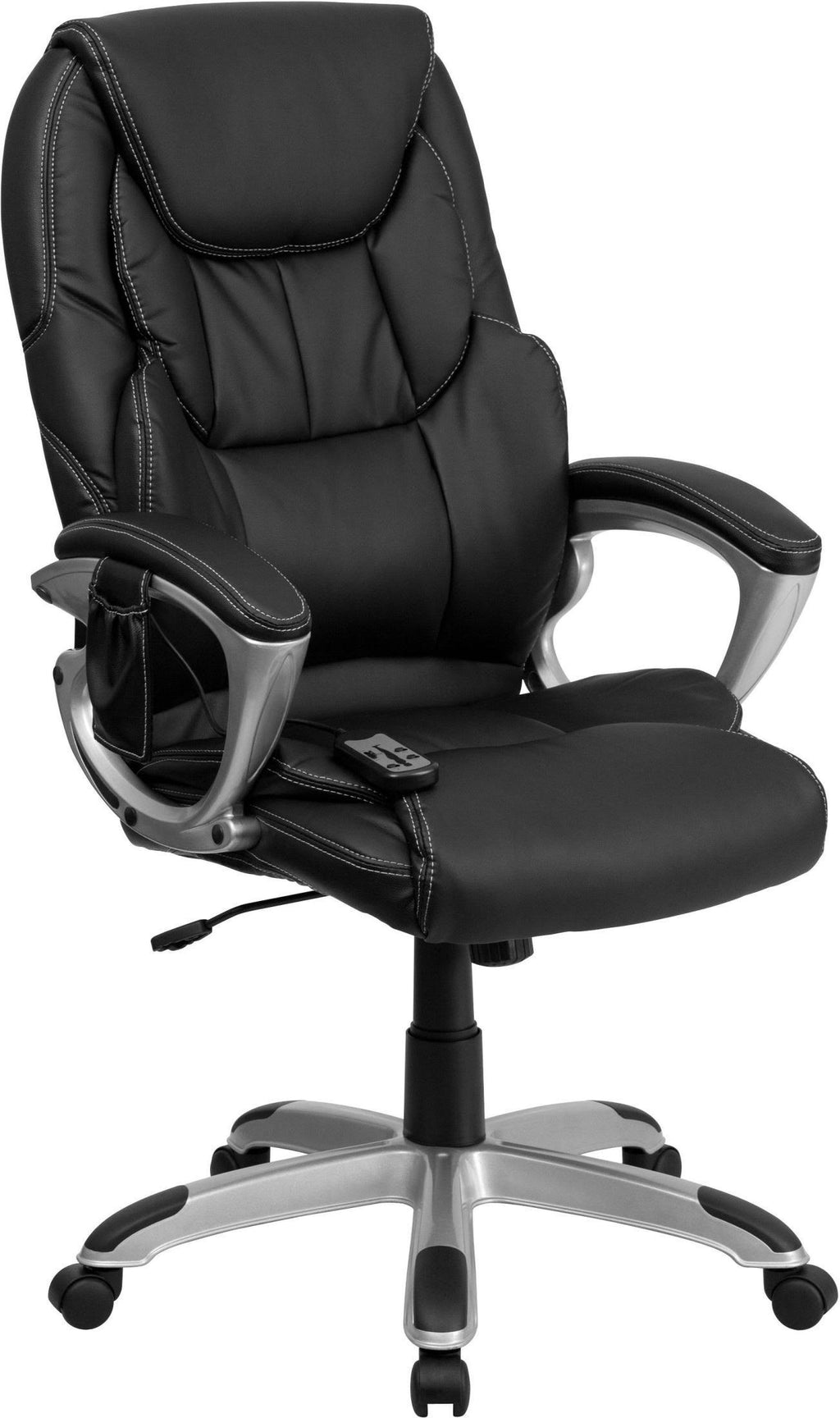 High Back Ergonomic Massaging Swivel Office Chair Black/Silver V9713