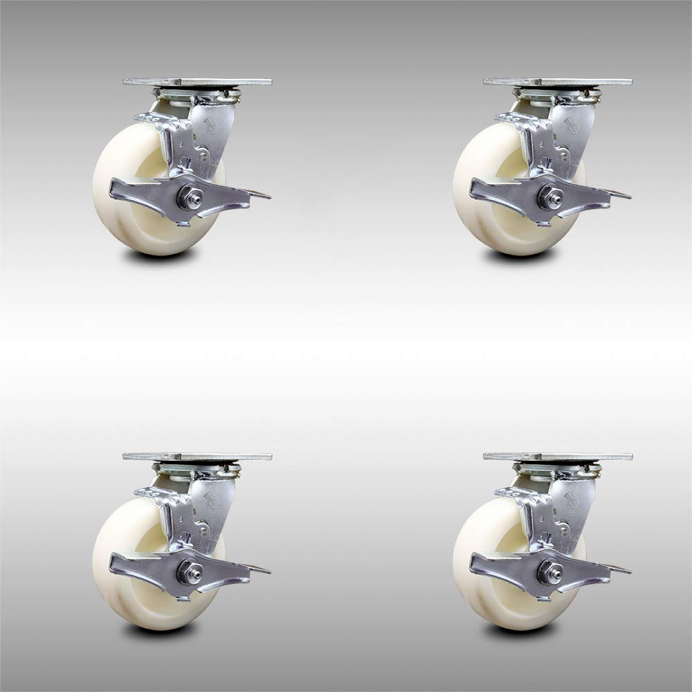 Stainless Steel Swivel Top Plate Caster with 5 x 2 White Wheel F24779