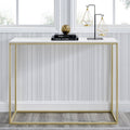 42-Inch Metal Entry Table White Faux Marble Gold T67878