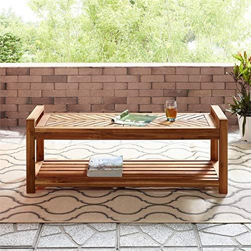48 Chevron Acacia Wood Patio Storage Bench O13057