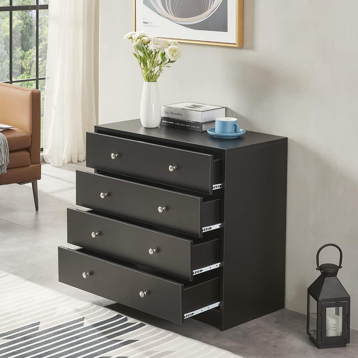 Black 5 Drawer Wood Dresser I487803