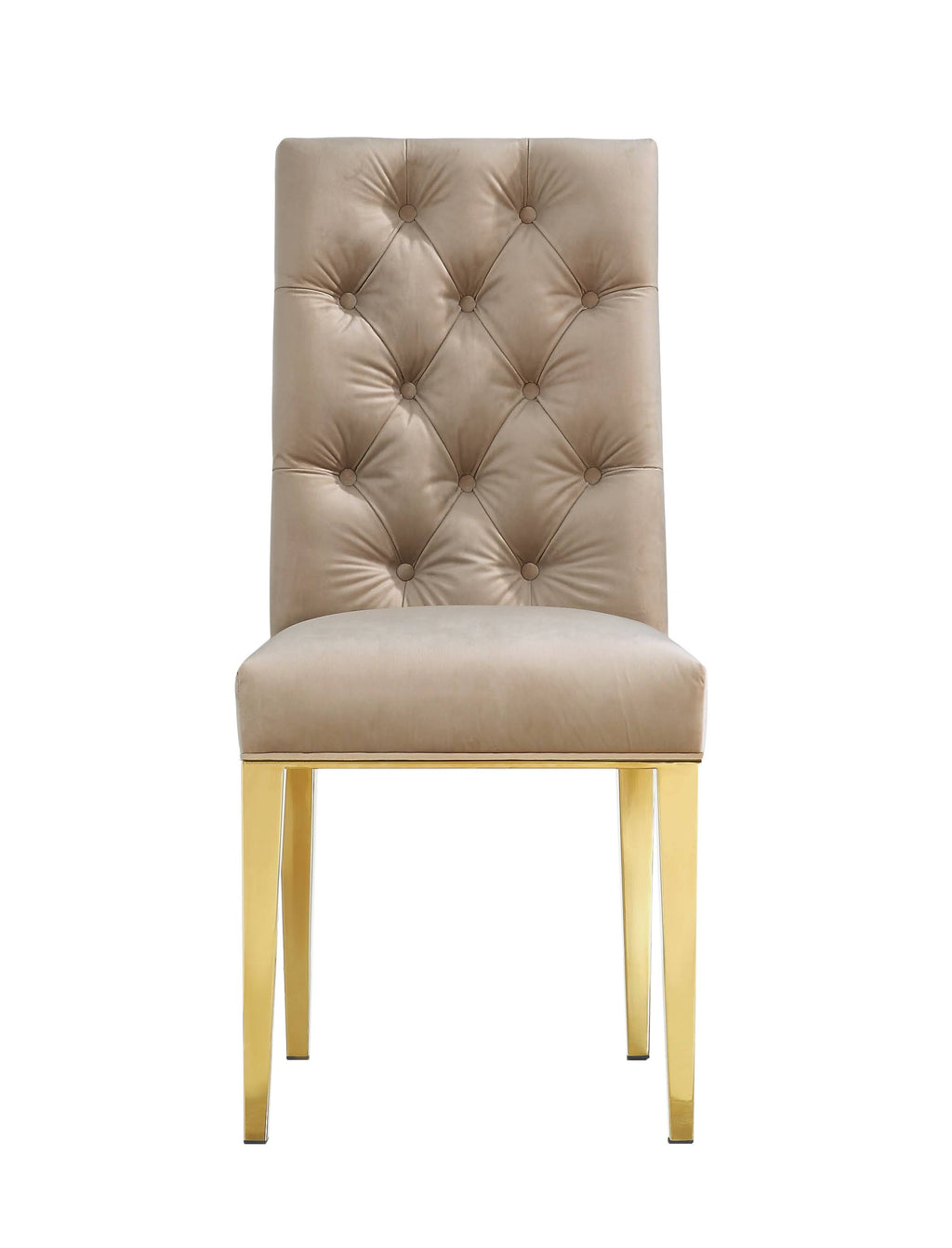 Beige Velvet Dining Chair Set of 2 V261
