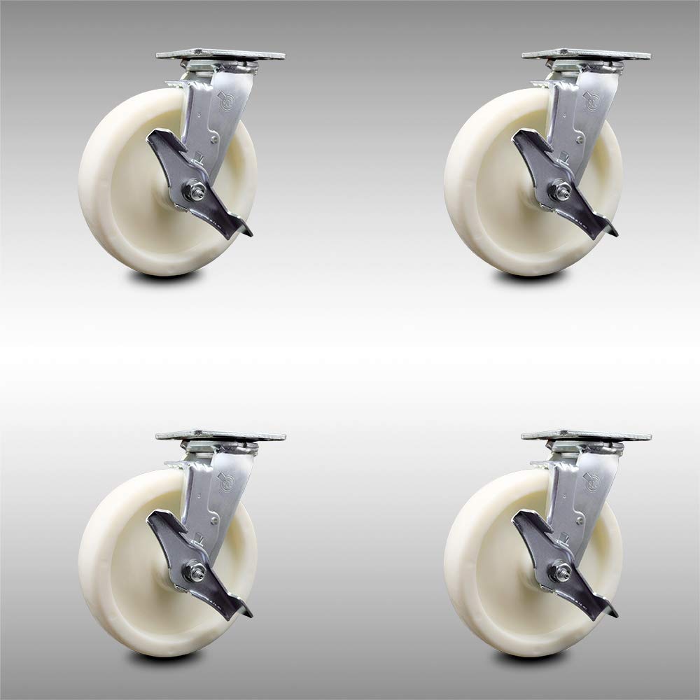 Stainless Steel Swivel Top Plate Caster with 5 x 2 White Wheel F24779