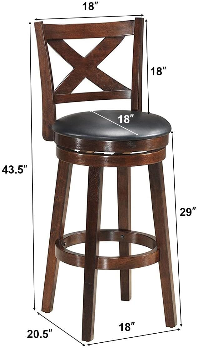 29 Inch Cappuccino Swivel Barstool Set of 2 I6481