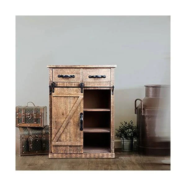 Rustic Wood End Table Console Cabinet Storage Cabinet Z235772