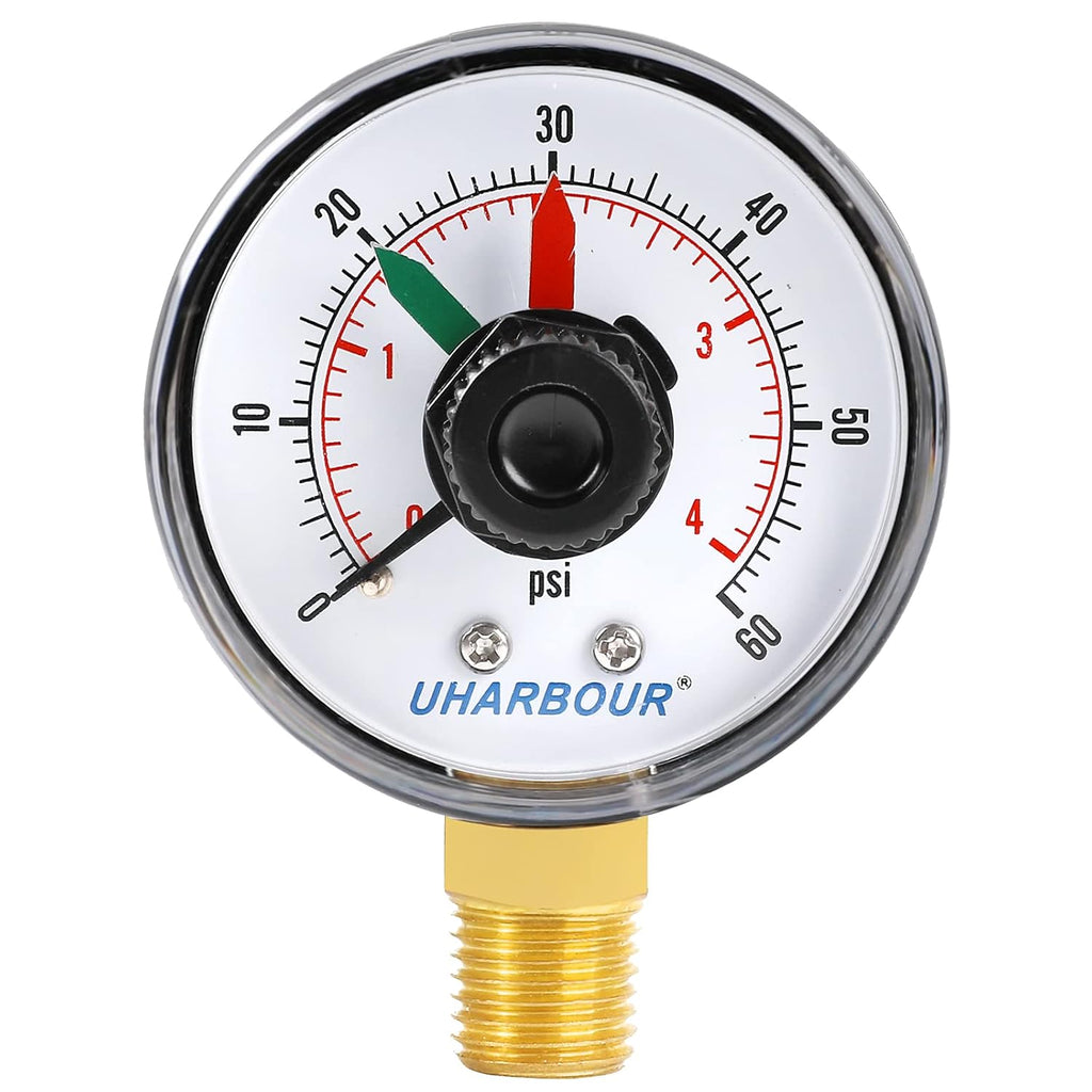 2 Dial Pool Pressure Gauge 60psi with Case and 1/4NPT Bottom Mount I5642