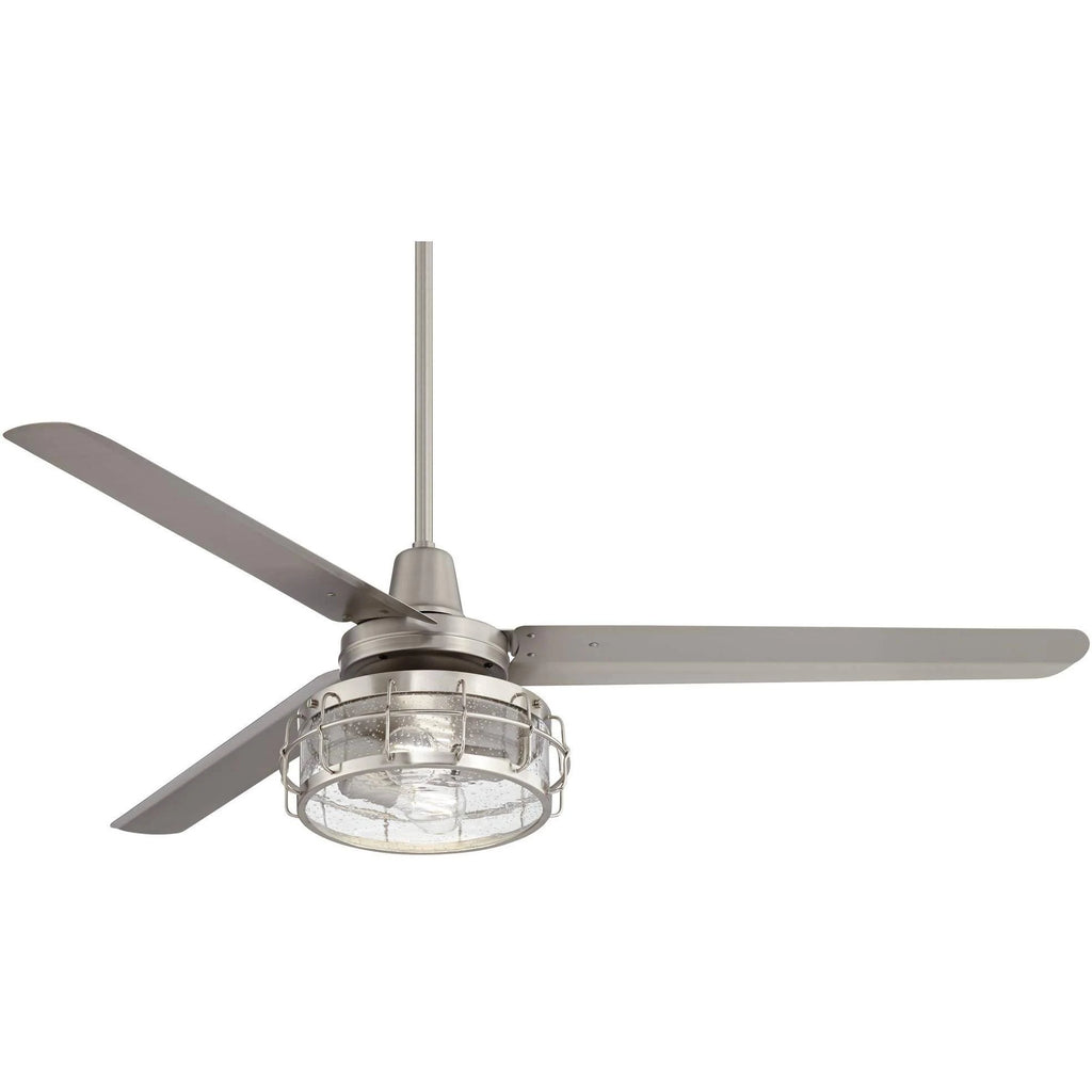 Industrial Ceiling Fan with Light Kit LED Remote Brushed Nickel B9438