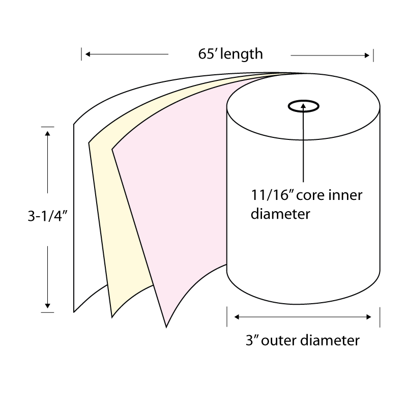 3-Ply Carbonless Paper POS Rolls, 50 Rolls B212364