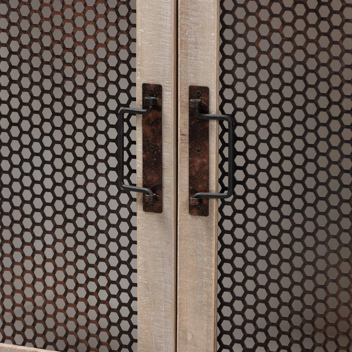 White and Oak Brown Wood 2-Door Storage Cabinet Q579167