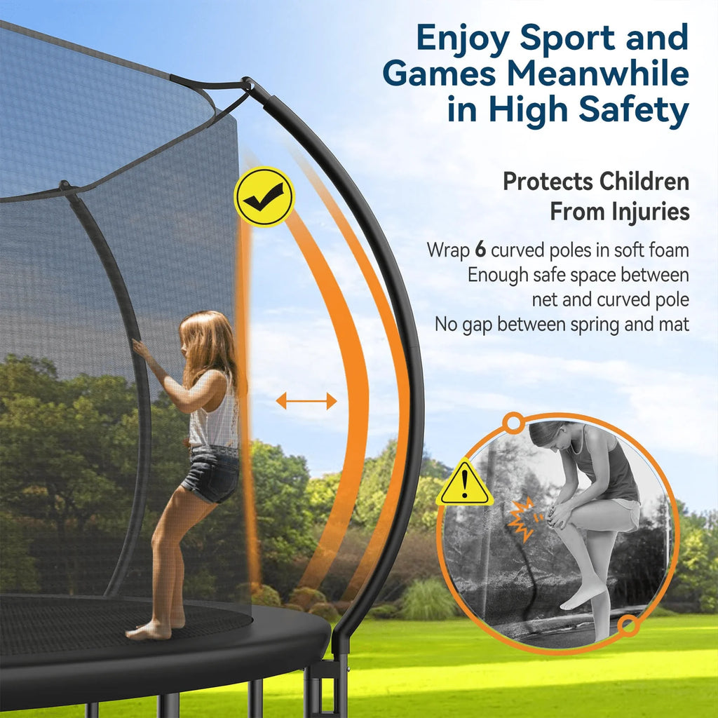 12 14 16FT Trampoline with Slide, Enclosure Net and Ladder D854189