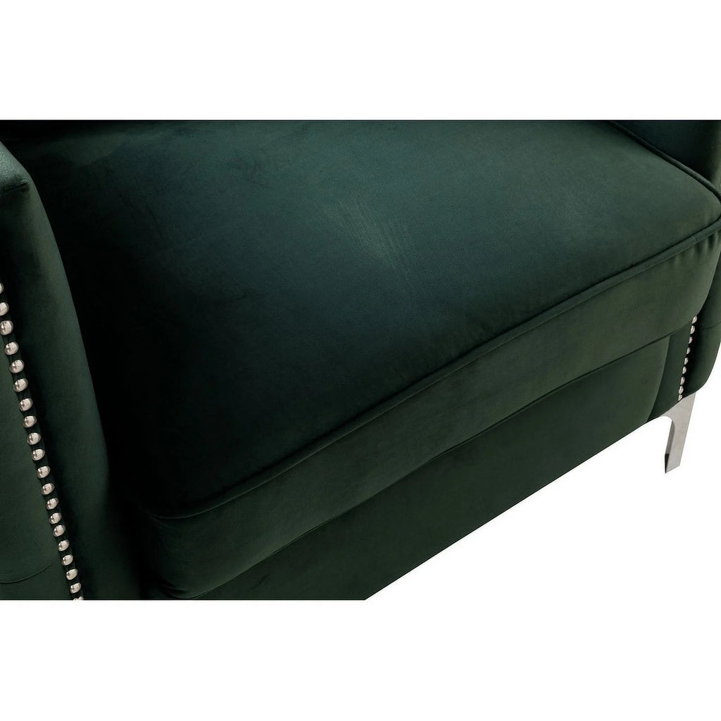 Green Velvet Accent Chair with Pillow K106786