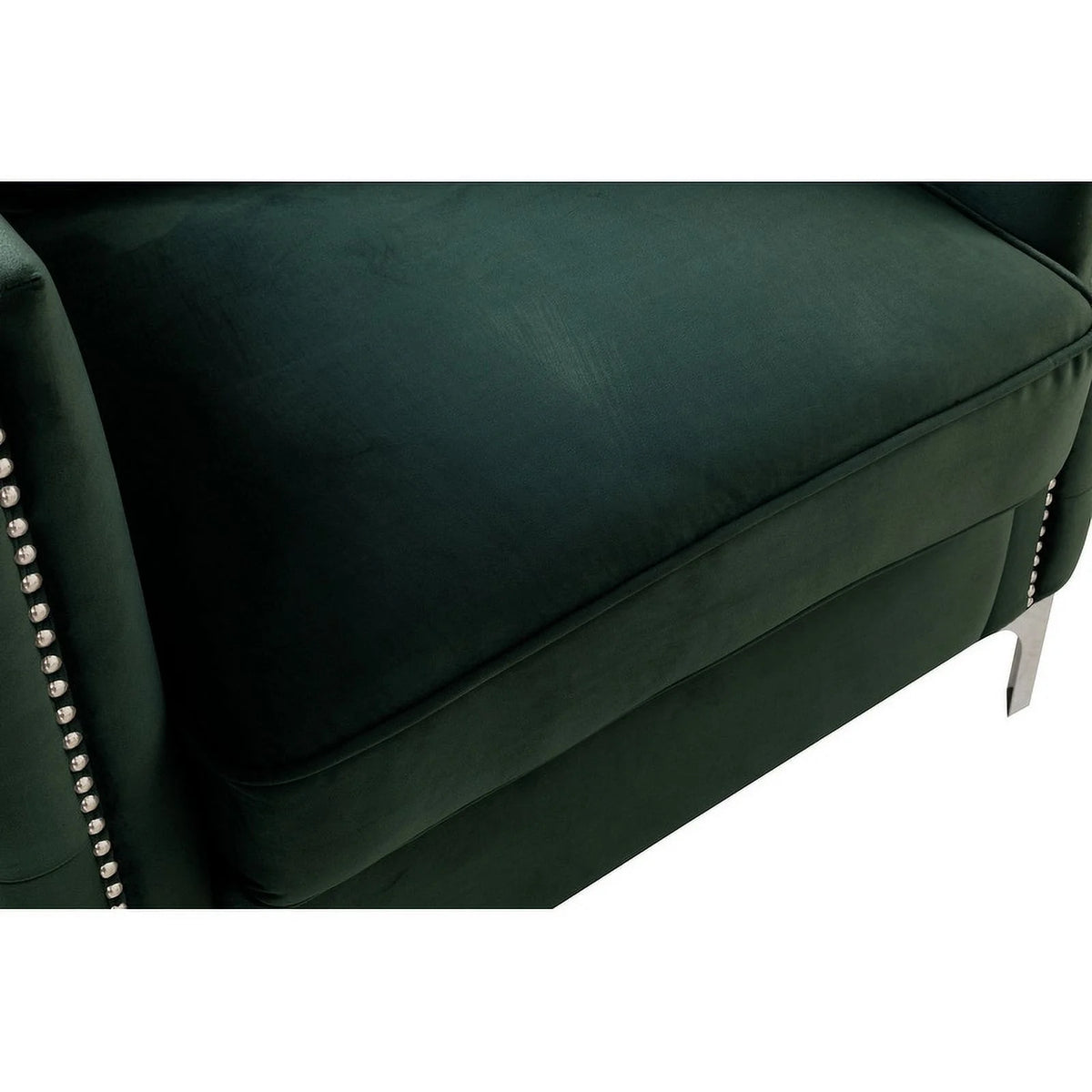 Green Velvet Accent Chair with Pillow K106786