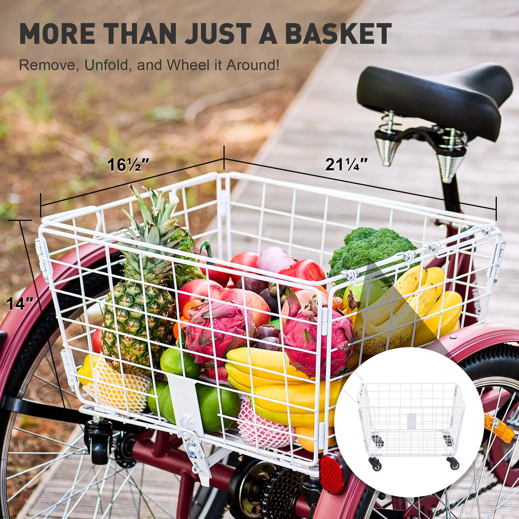 24 Inch 7 Speed Adult Trike with Adjustable Seat and 2 Baskets Matte Gray B1206