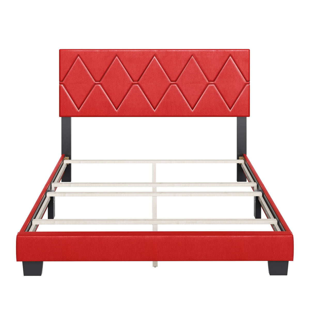 Black Queen Linen Platform Bed D945