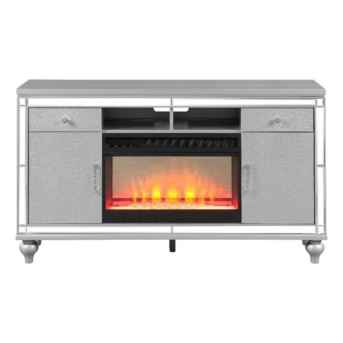 Solid Wood TV Stand With Electric Fireplace I2732