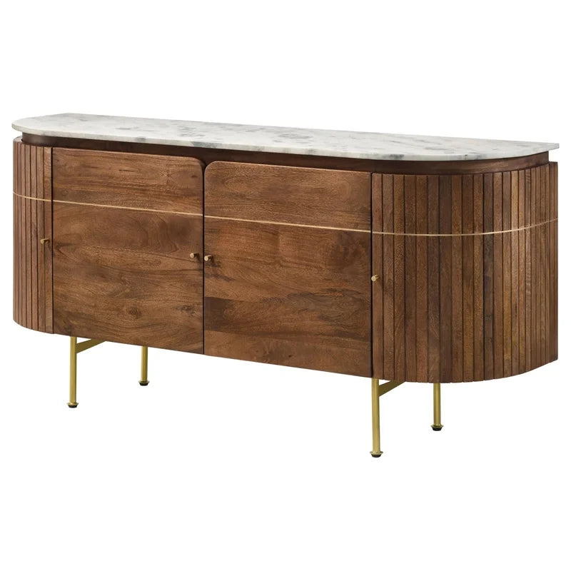 White and Natural Marble Top 4-door Dining Sideboard U759