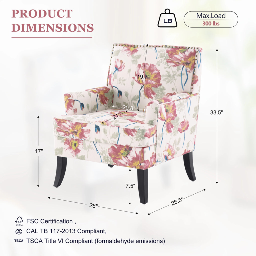 Set of 2 Upholstered Accent Chair with Wooden Legs C70413