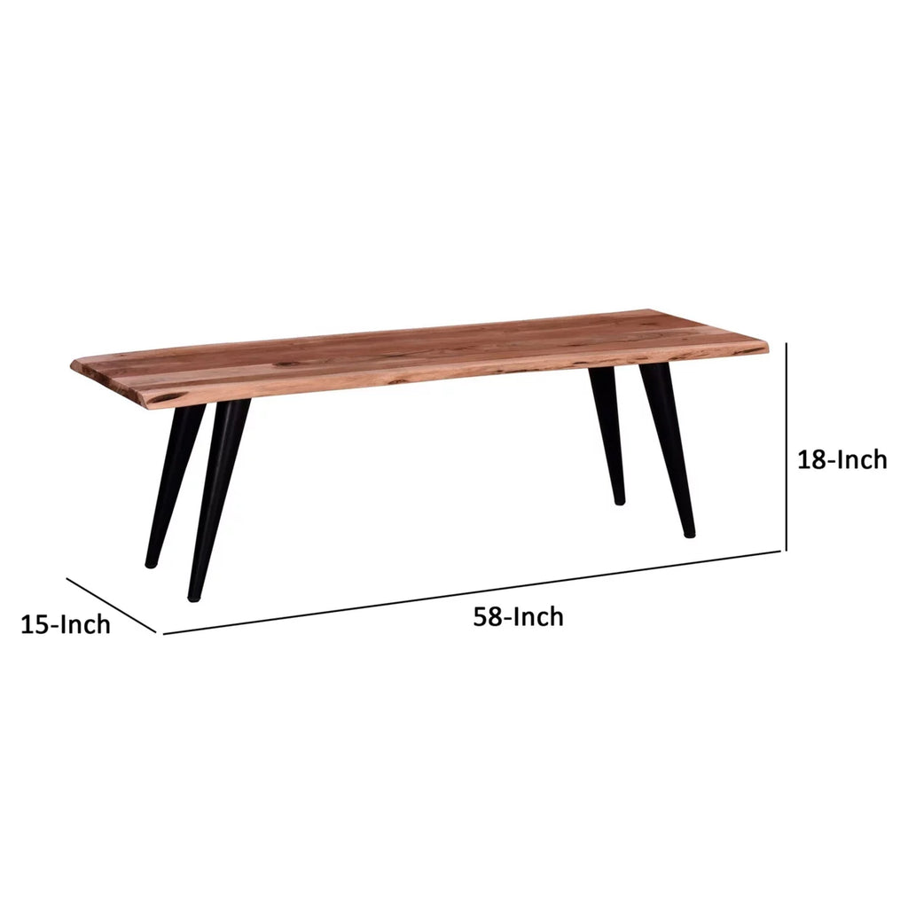 58 Inch Live Edge Acacia Wood Dining Bench Z2749