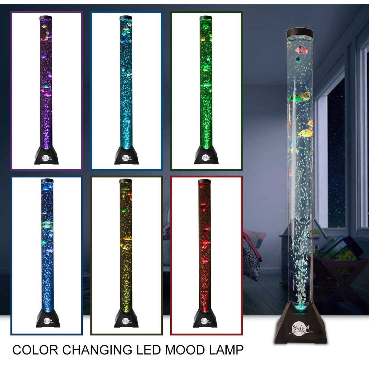 4FT LED Water Bubble Fish Tube Floor Lamp with 20 Color Changing Light Effects Y9926