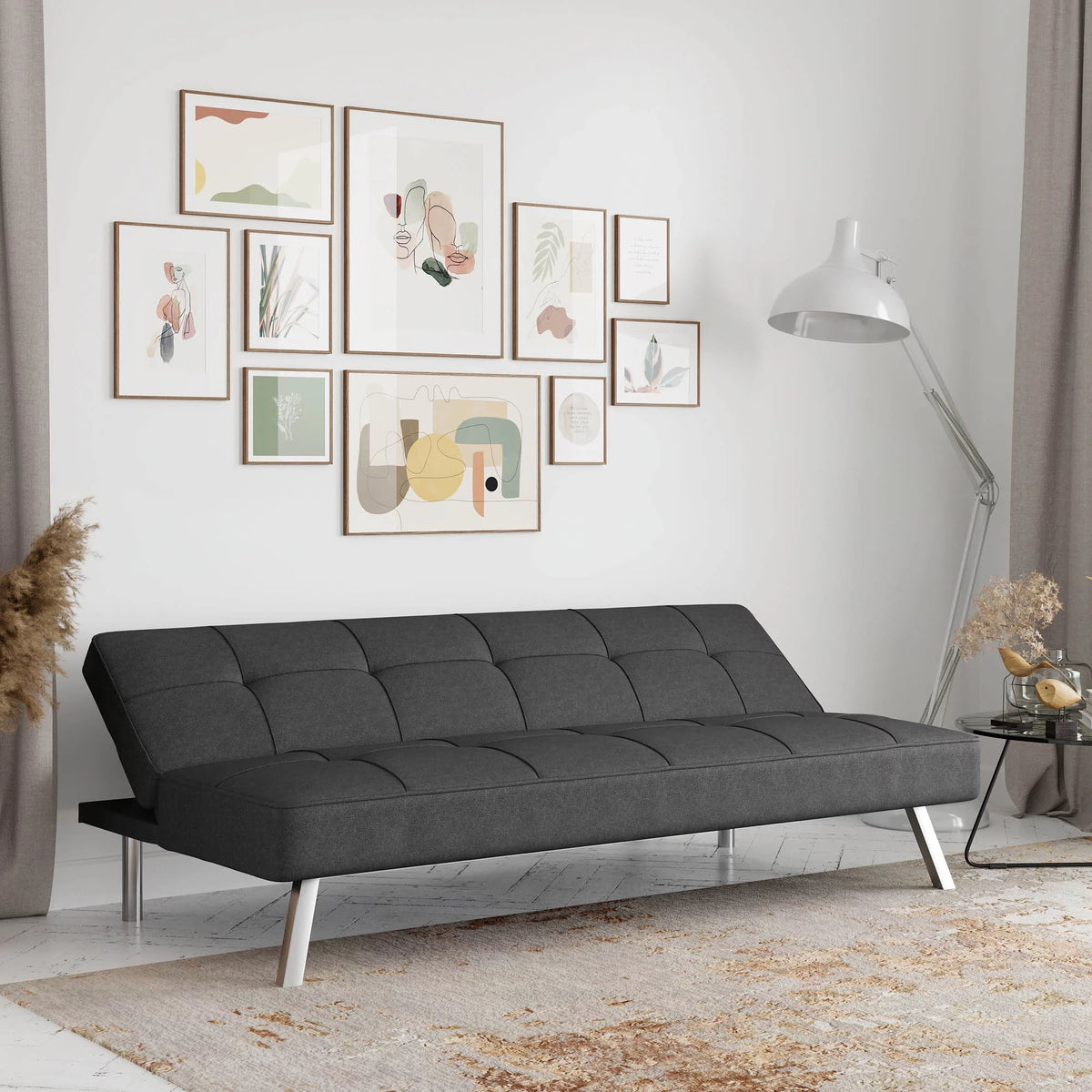 Charcoal Gray Fabric Futon E554601